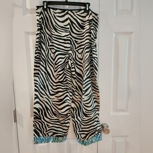 Victoria's Secret Silky Zebra Stripe Capris‎ Teal Bling XL